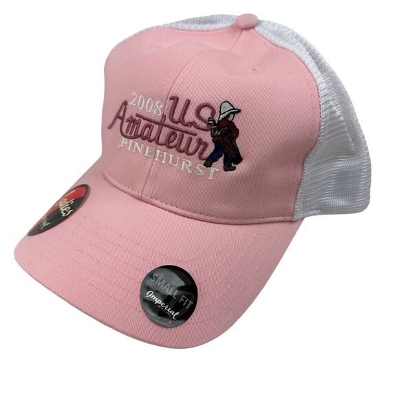 NWT Imperial Small Fit 2008 US Amateur Pinehurst Putterboy Hat Pink White Mesh - Picture 1 of 9